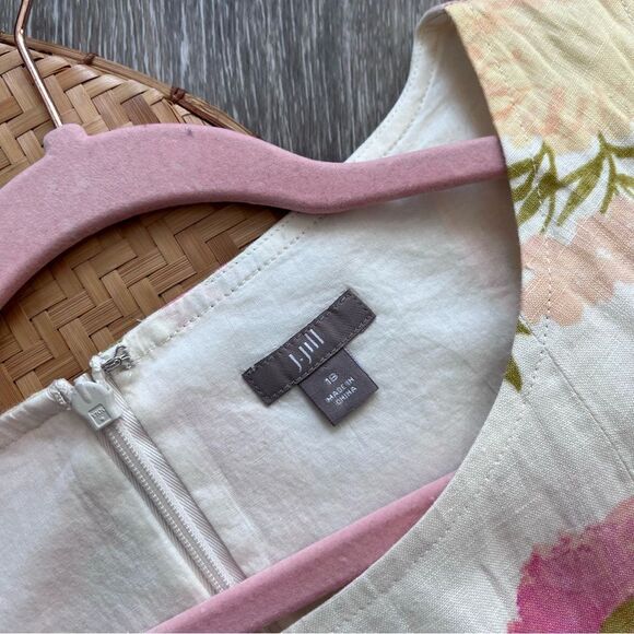 J. Jill Floral Sleeveless Dress - Pink, Green, Cream - Picture 2 of 6